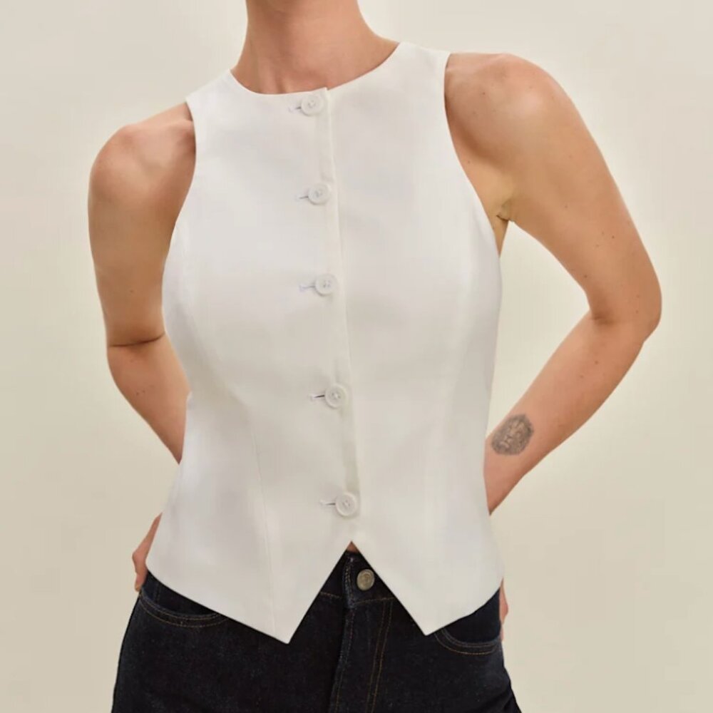 Reformation Rory Vest Color White Size 4